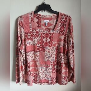d & Co Square Neck Top Size XL Mixed Print